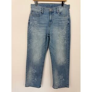 Lucky Brand 90s Loose High Rise Crop Jeans Size 12 Floral Fade Medium Wash